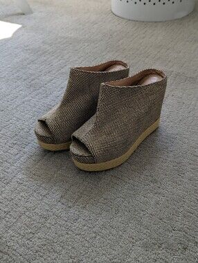 Jeffrey campbell Woven Peep-Toe Wedge Sandals in Natural
